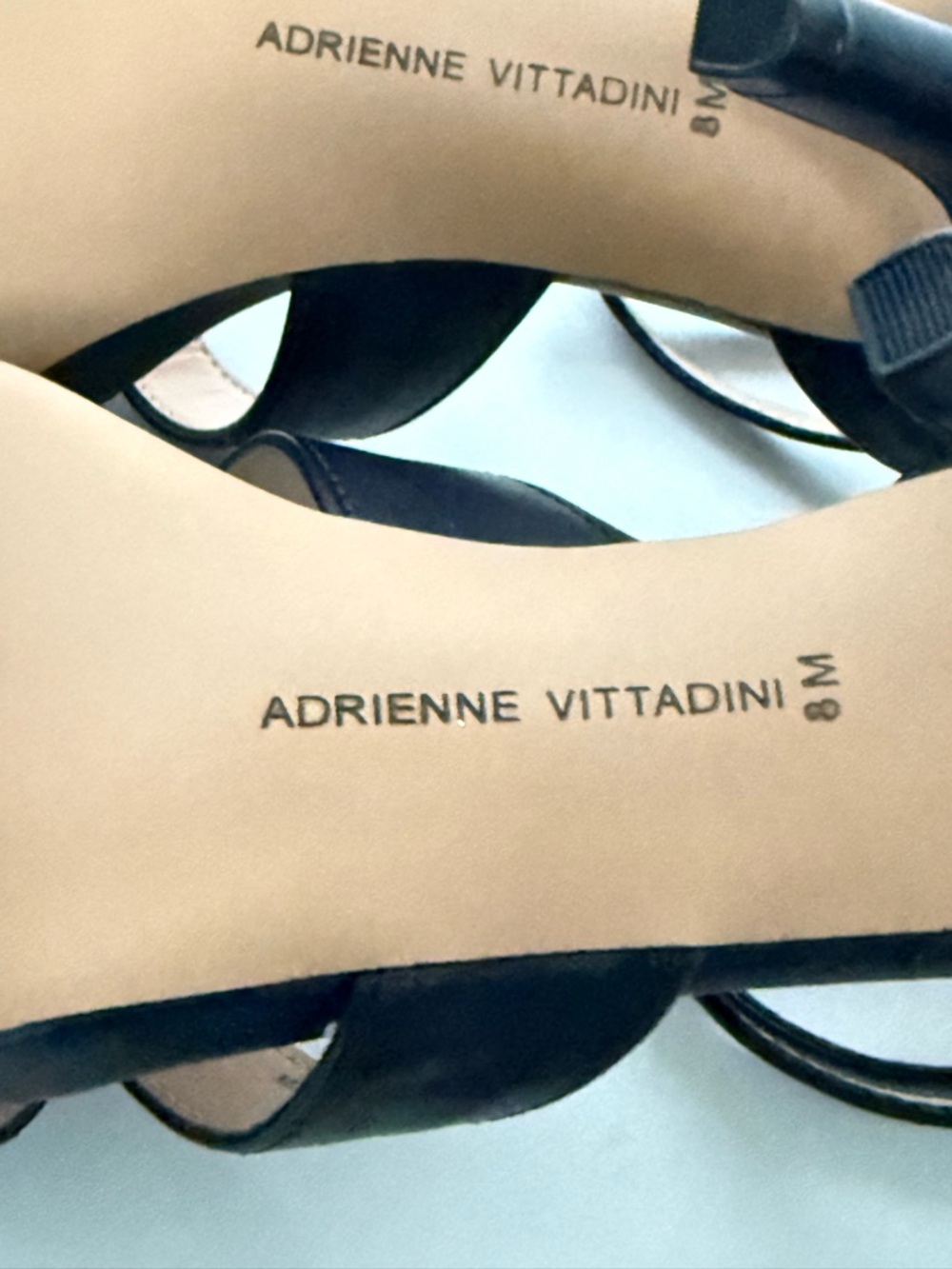 Adrienne Vittadini Black Leather Crisscross Ankle-Strap Heels Size 8 - Picture 7 of 8